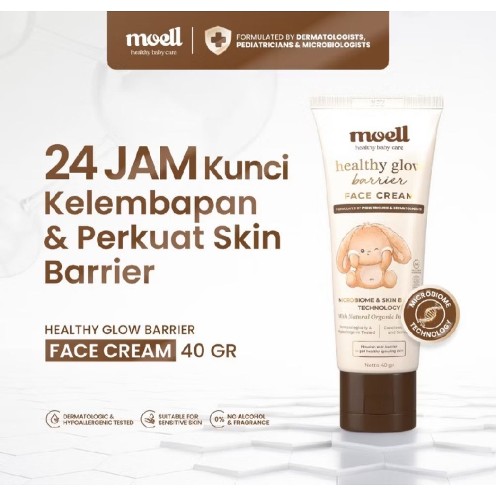 orderan khusus IG --- Moell Face Cream 40gr Healthy Glow Barrier with Green Tea Extract with Panthen