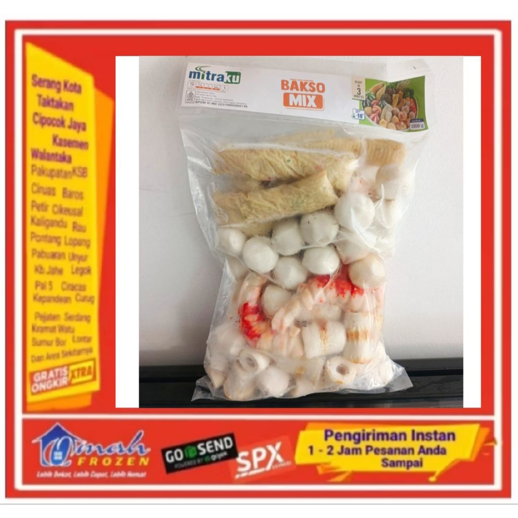 Mitraku Seafood Mix 1Kg, Bakso Ikan, Frozen Serang