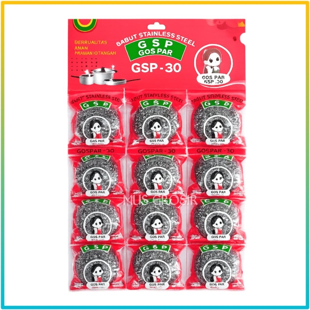 Gosok Gosokan Panci Sabut Cuci Kawat GSP30 Isi 12 Pcs Bahan Stainless