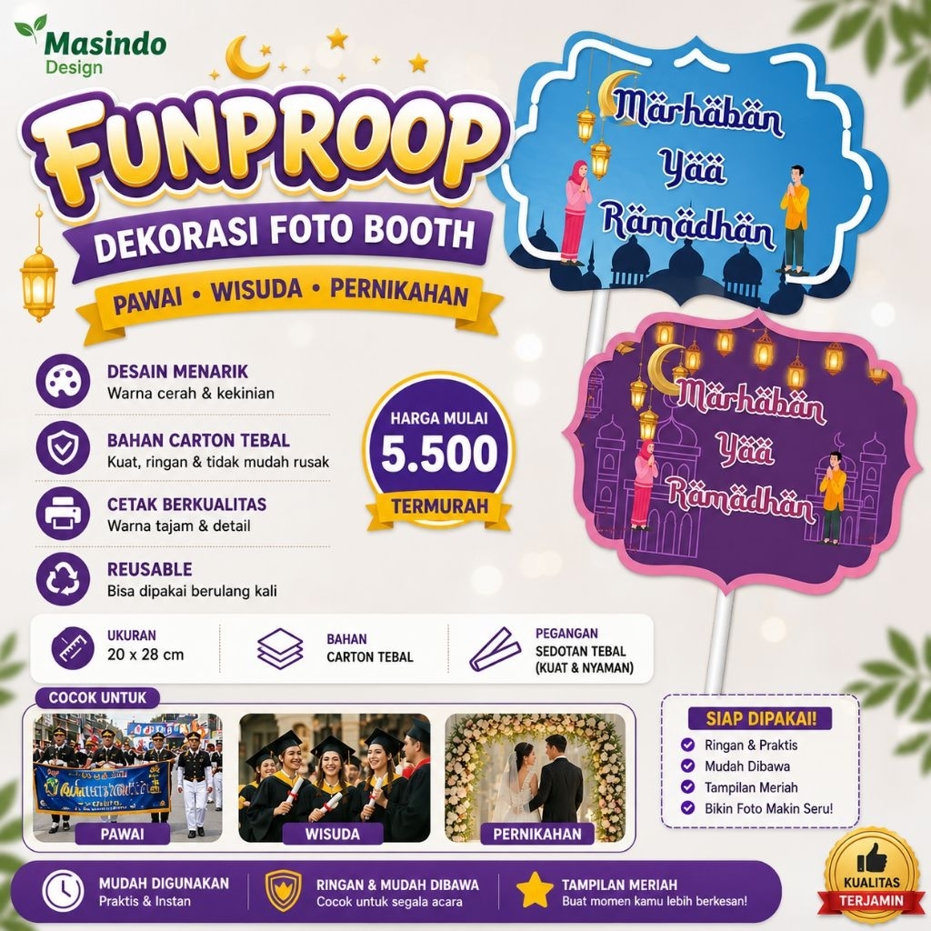 Fun Props Photo Booth Aksesoris Foto Pawai Ramadhan Wisuda Dekorasi Ulang Tahun Souvenir Pesta
