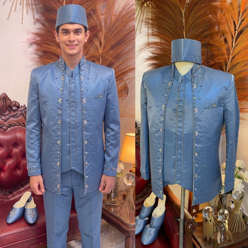 Beskap pengantin pria putih | Basofi Beskap pria pengantin modern premium