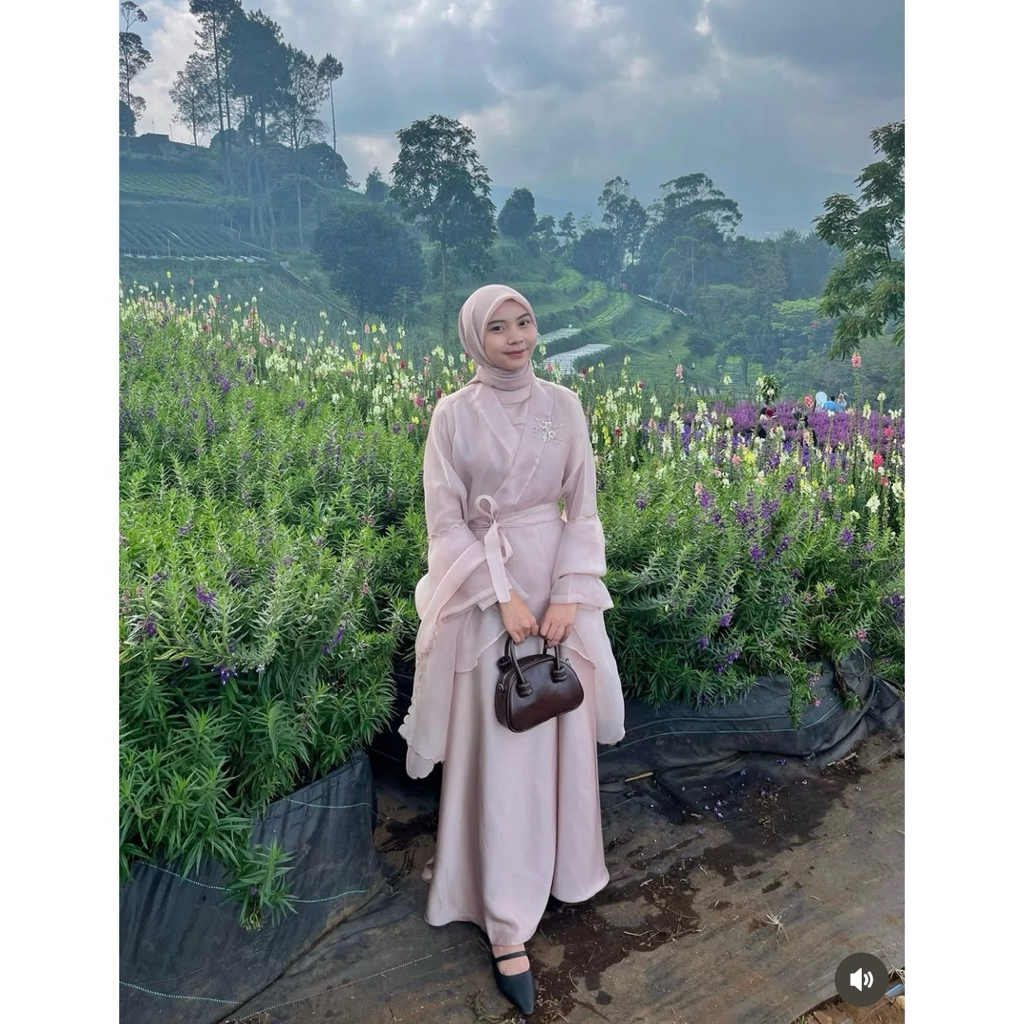 one set dress outer slendang dan hijab size S-M