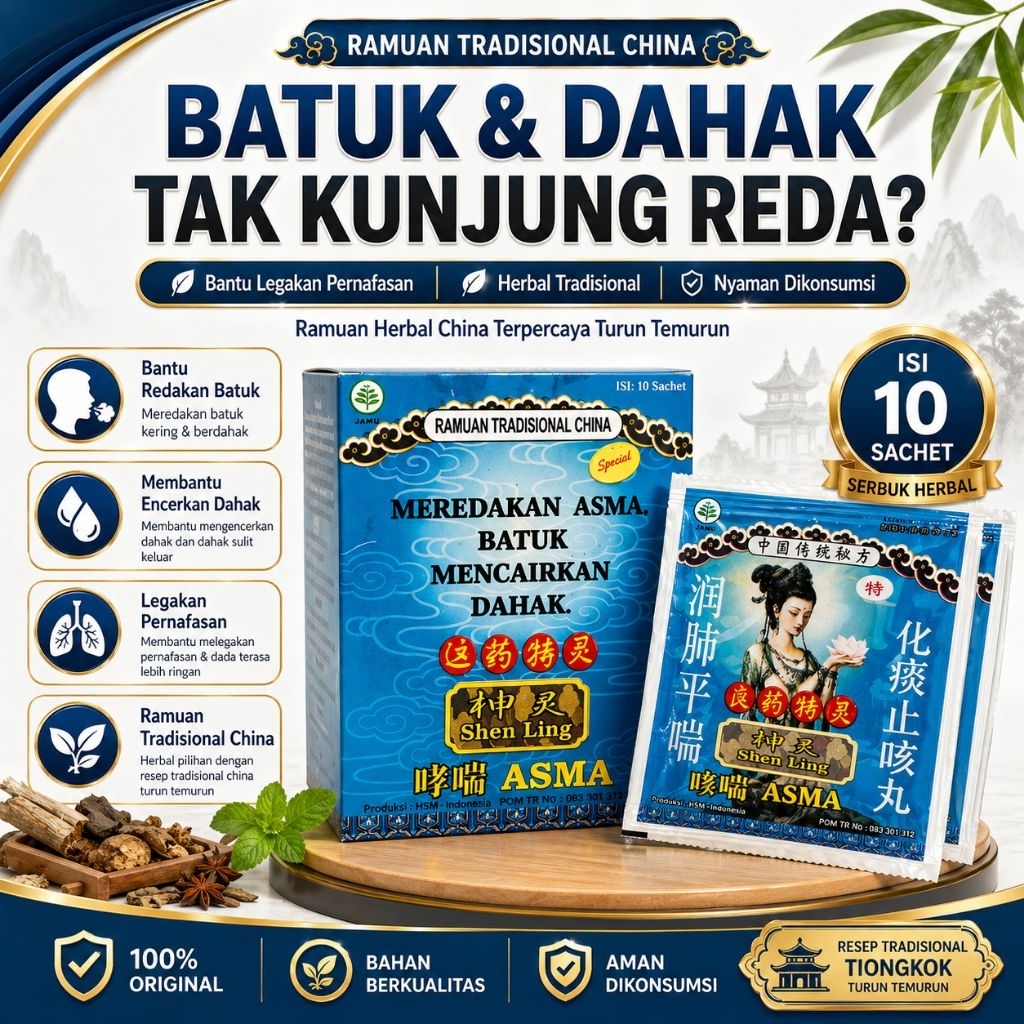Shen Ling Herbal Untuk Batuk Asma Original Serbuk 10 Sachet