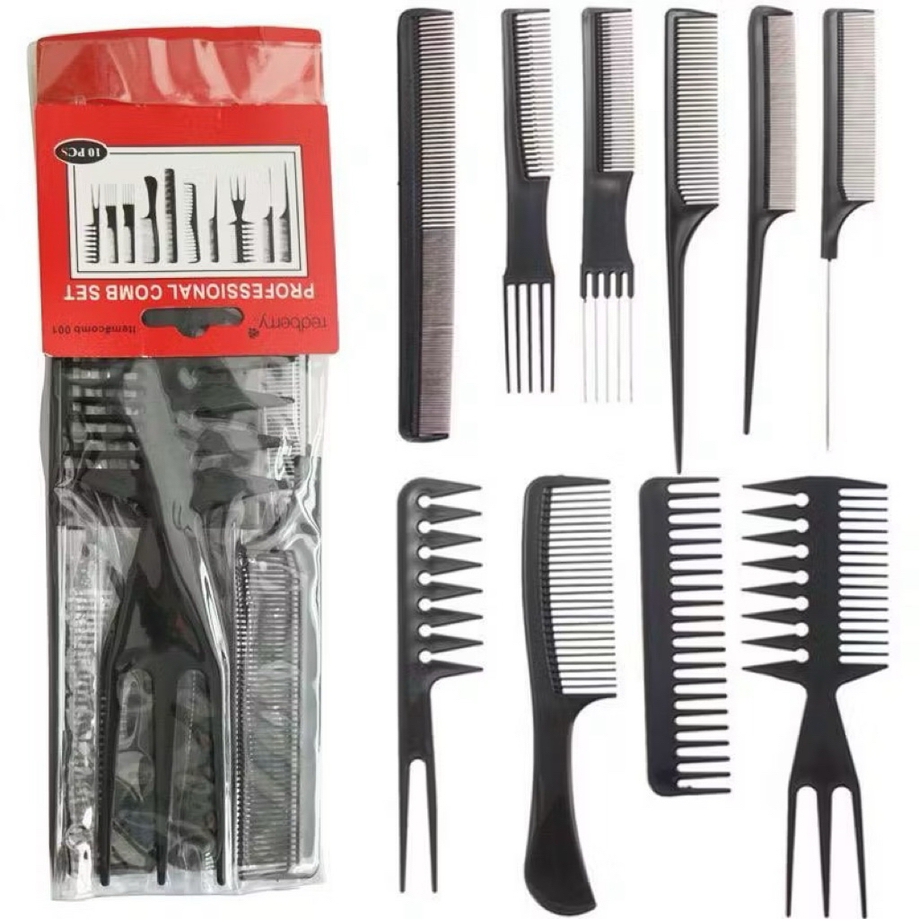 SISIR RAMBUT SALON HAIR COMB SET 10 / PAKET SISIR BARBERSHOP CUKUR