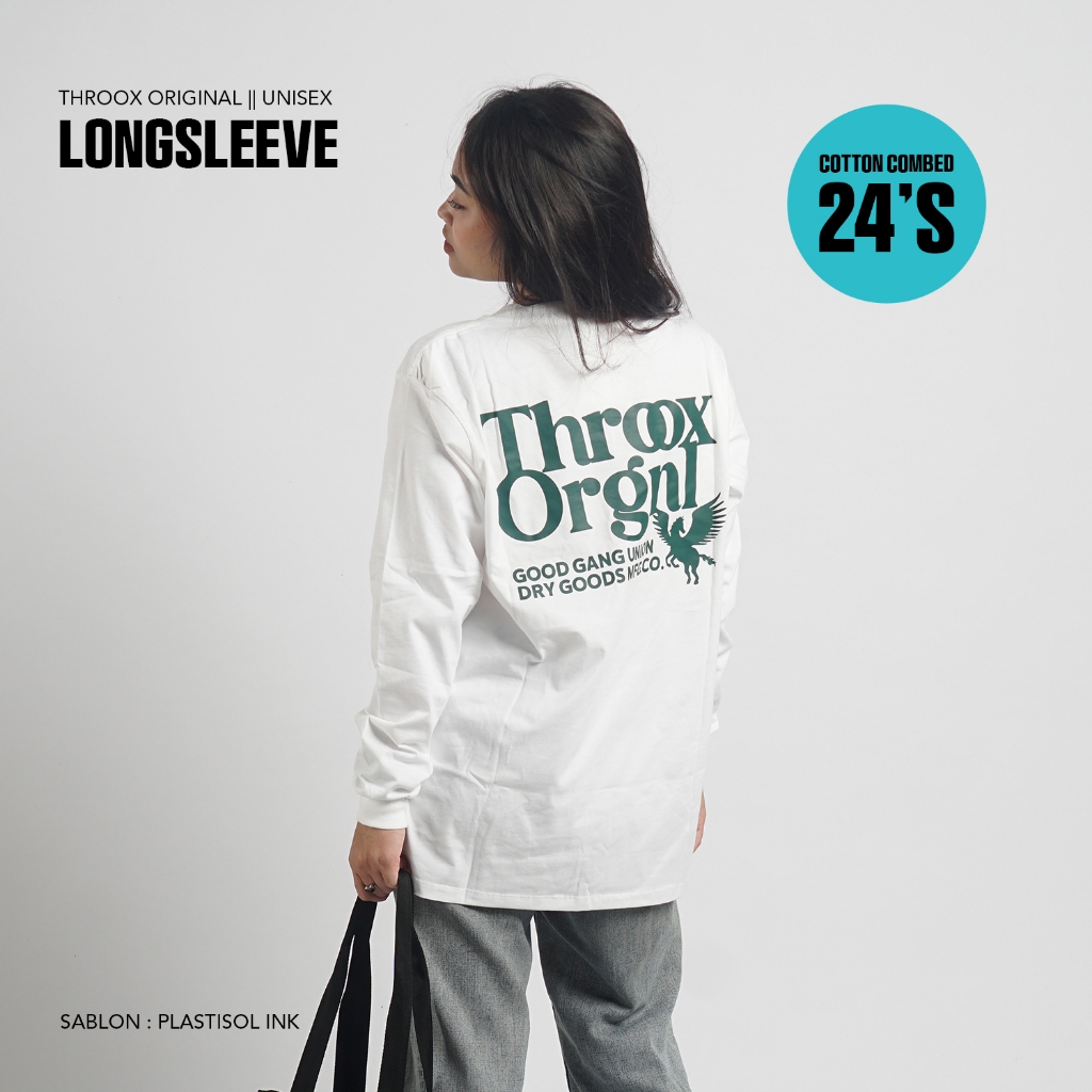 Throox Longsleeve || Throox Kaos Lengan Panjang Unicorn White