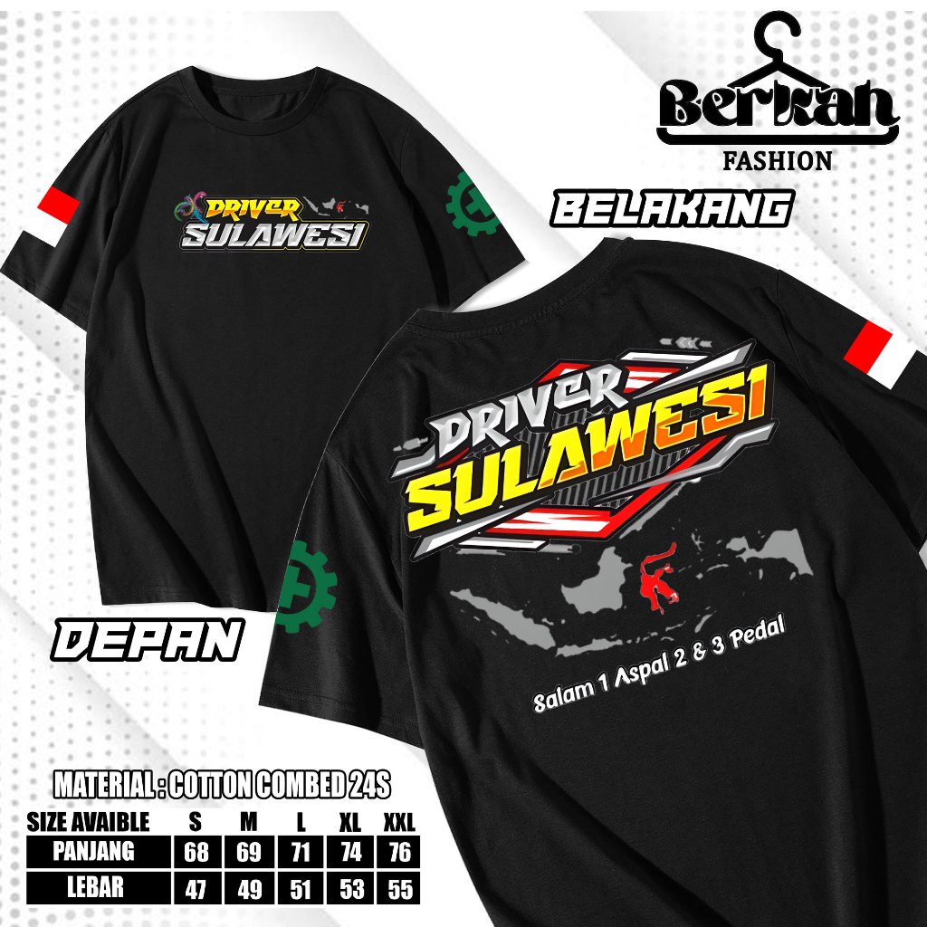 DTF | Kaos Driver Sulawesi Tshirt Unisex | Kaos Driver Muda | Baju Sulawesi