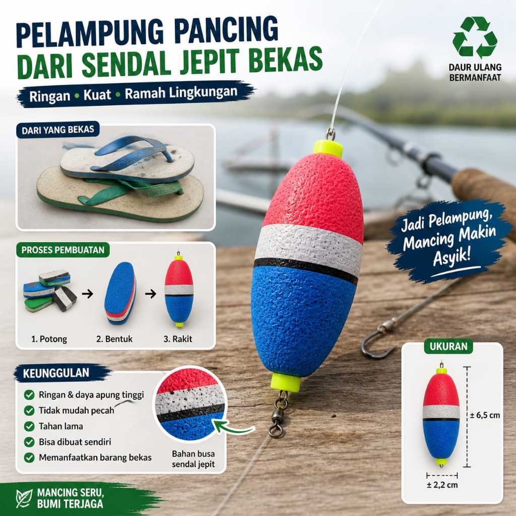 Pelampung pancing dari sendal jepit bekas grosiran