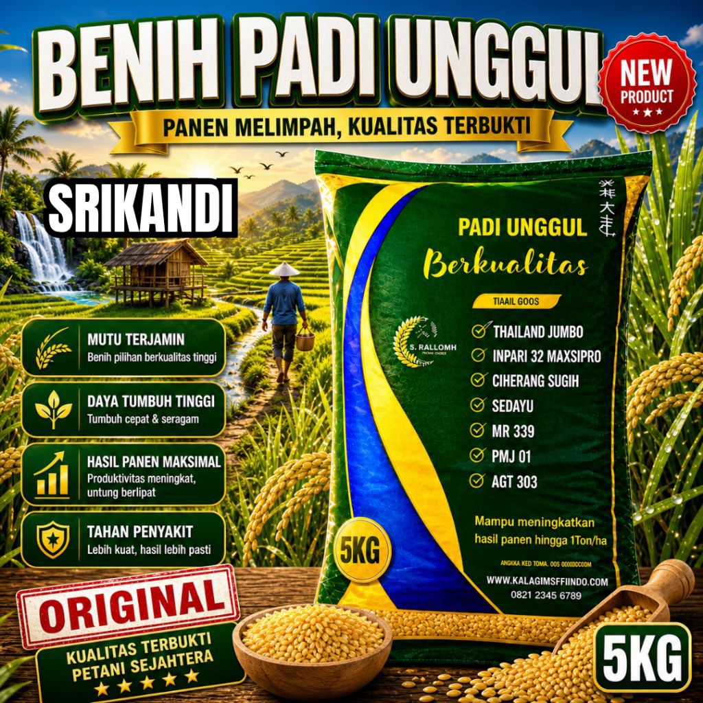 BENIH PADI SRIKANDI KEMASAN 5 kg BENIH PADI SUPER UNGGUL HST