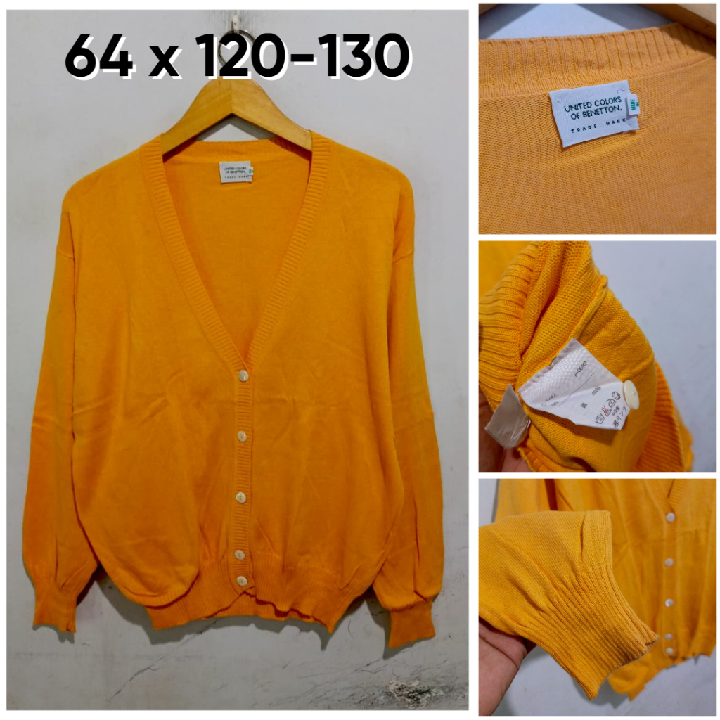 Cardigan United Colors Of Benetton Kuning V Neck Size L Wanita Knit Outer Sweater E135