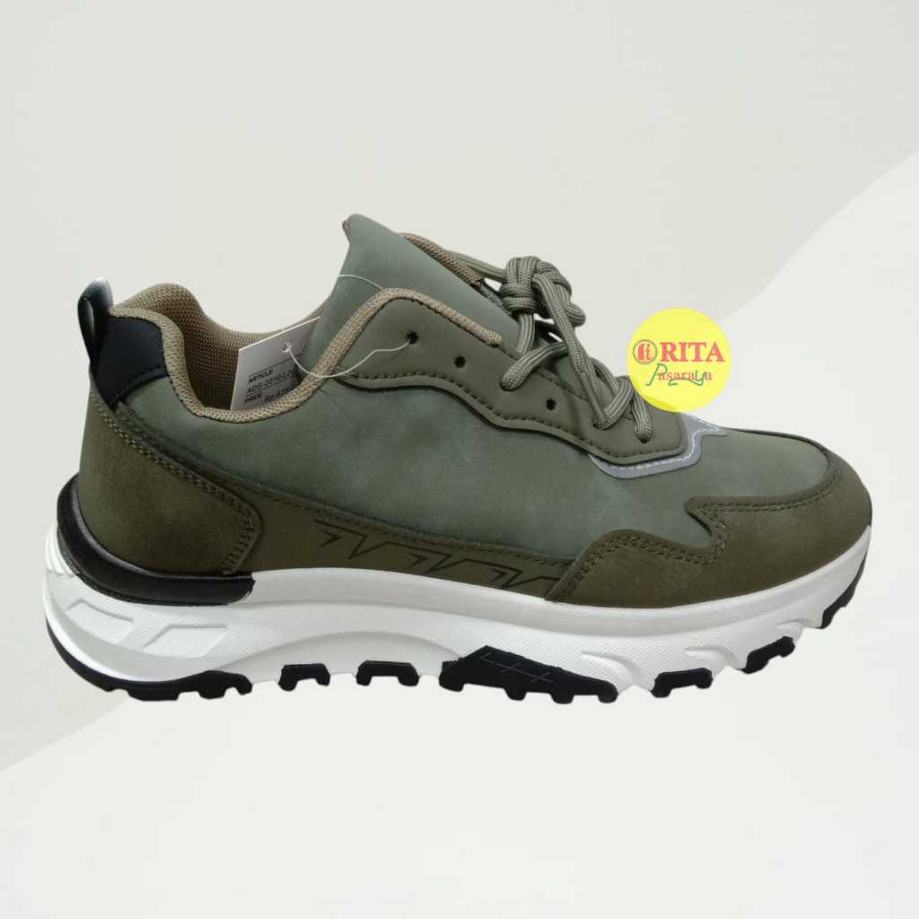 Yongki Sepatu Sneakers Tali Hijau Army Pria / Sneakers Pria