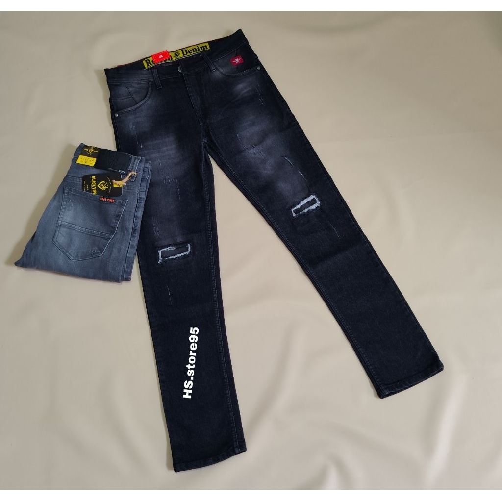 celana panjang jeans pria sobek dengkul/ celana panjang sobek sobek tambal tidak tembus/ celana jean