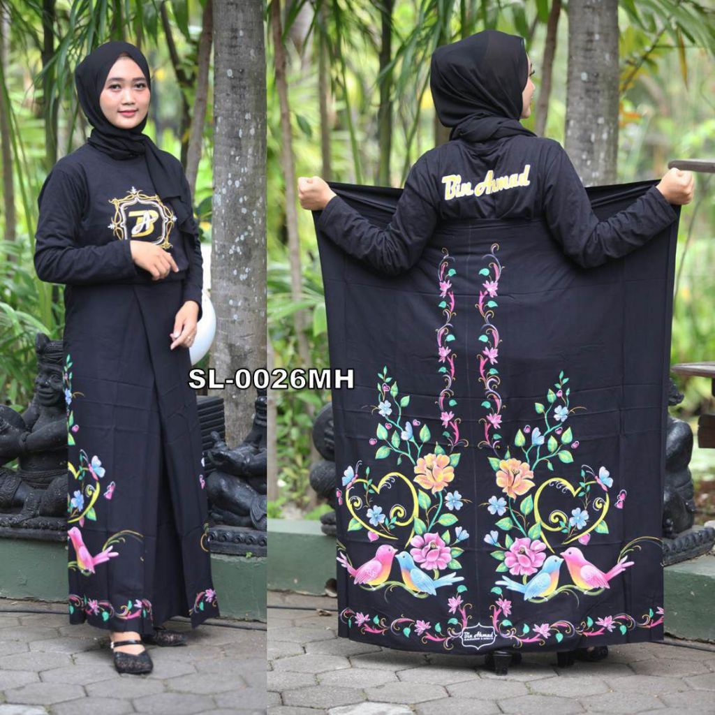 Sarung wanita Goyor lukis bunga, santung Tebal