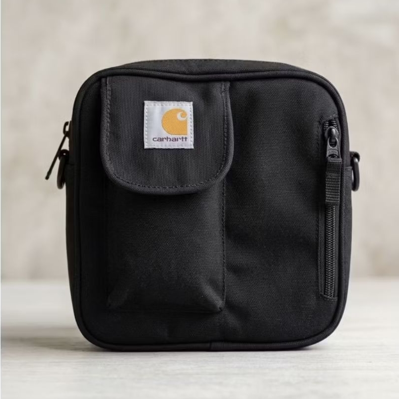 Carhartt Tas Selempang Pria Wanita Bahan cordura1000 Slingbag Hitam dengan Logo Brand Khas