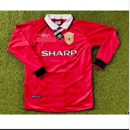 retro mu home 1999 baju bola lengan panjang grade ori import