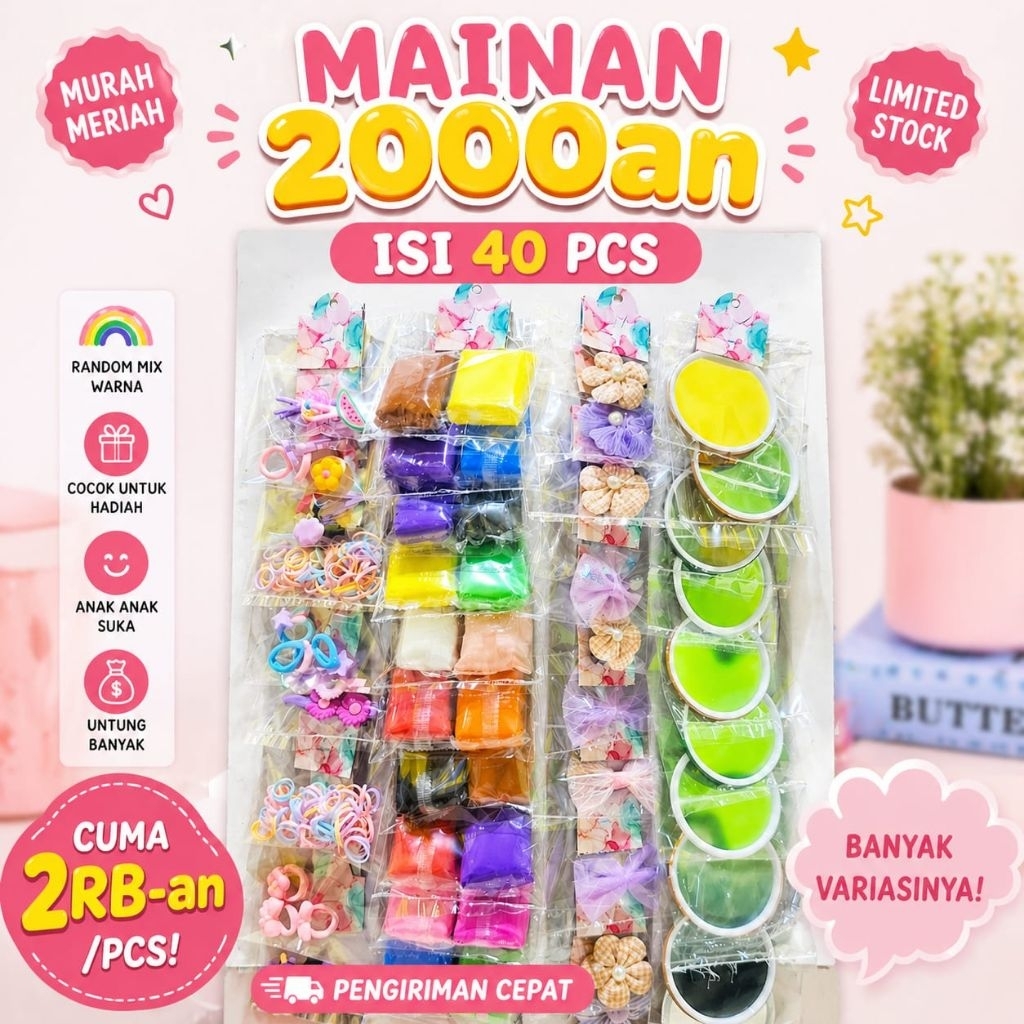 Mainan 2000an Isi 40 Pcs Random Mix | Mainan Anak Murah 2RB-an | Isi Goodie Bag / Hadiah Ulang Tahun