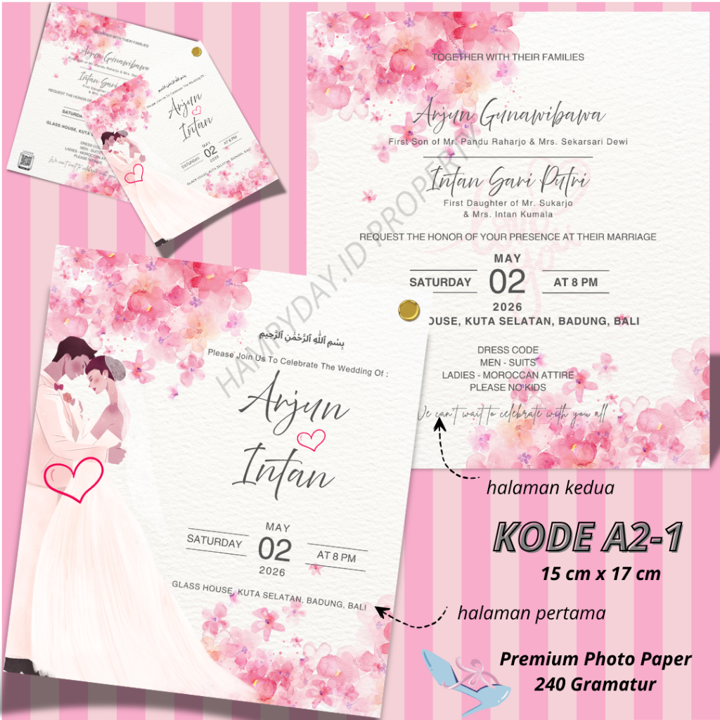 Undangan Elegan Premium Photo Paper 240gsm Full Color Desain Exclusive Free Desain dan lainnya
