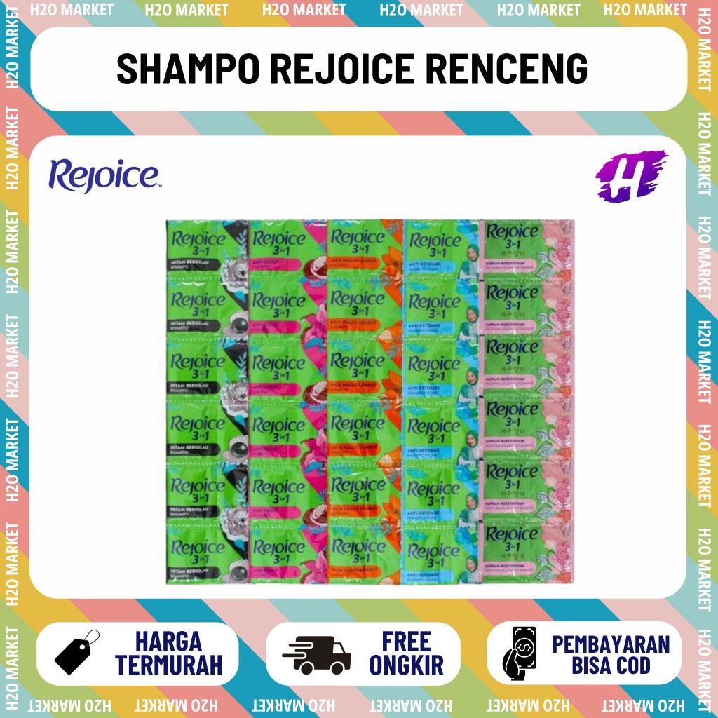 (1 RENCENG ISI 12 PCS) Sampo Rejoice 3in1 Sachet 10 Ml Per Sachet Rambut Lembut Korean Rose