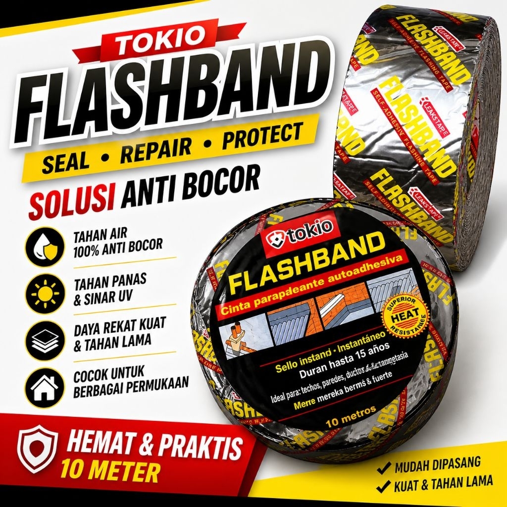 Flash band/Aspal tape untuk bocor talang/isolasi aspal flashband/tambalan seng bocor