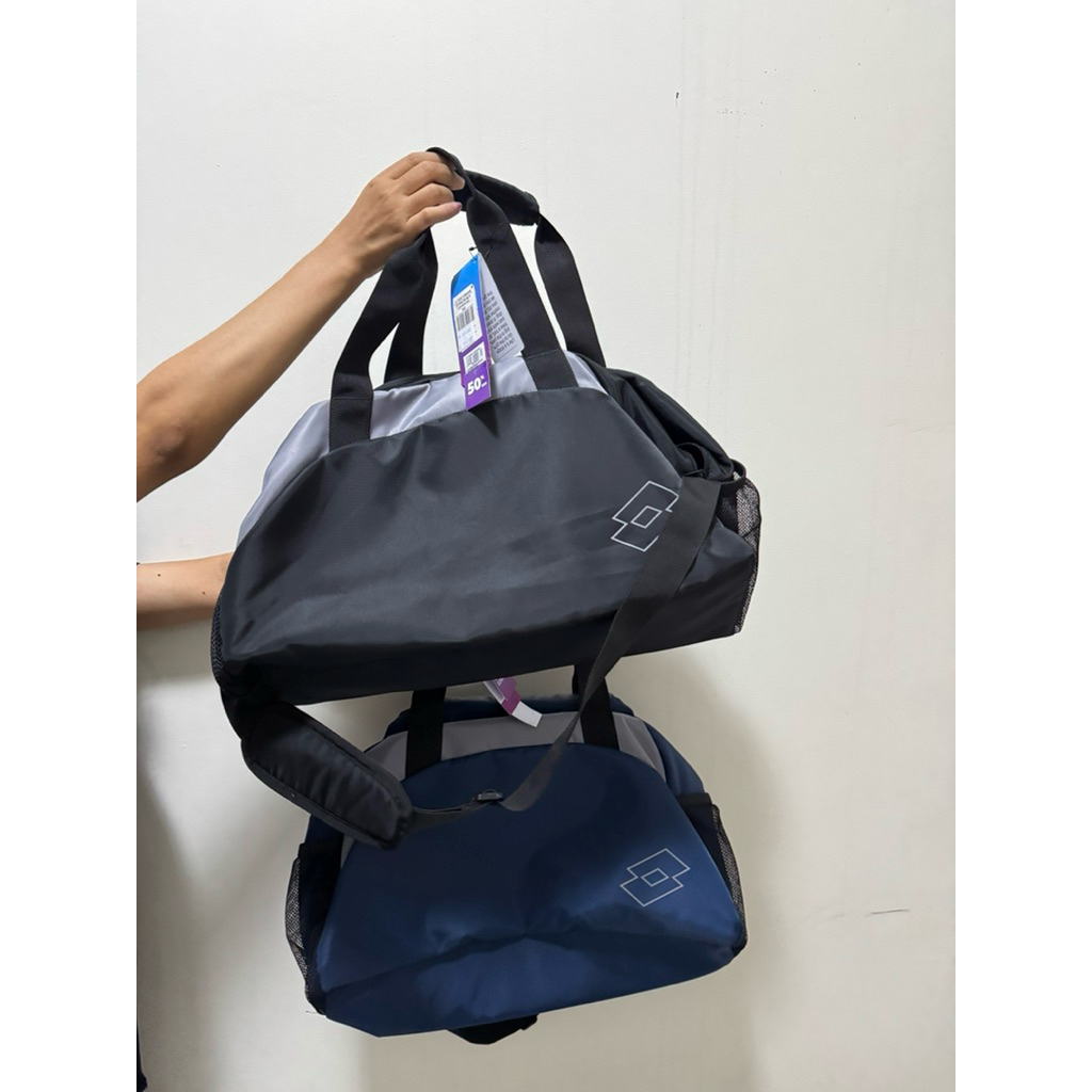 Tas gym Lotto hitam & navy nylon tebal sale 70%