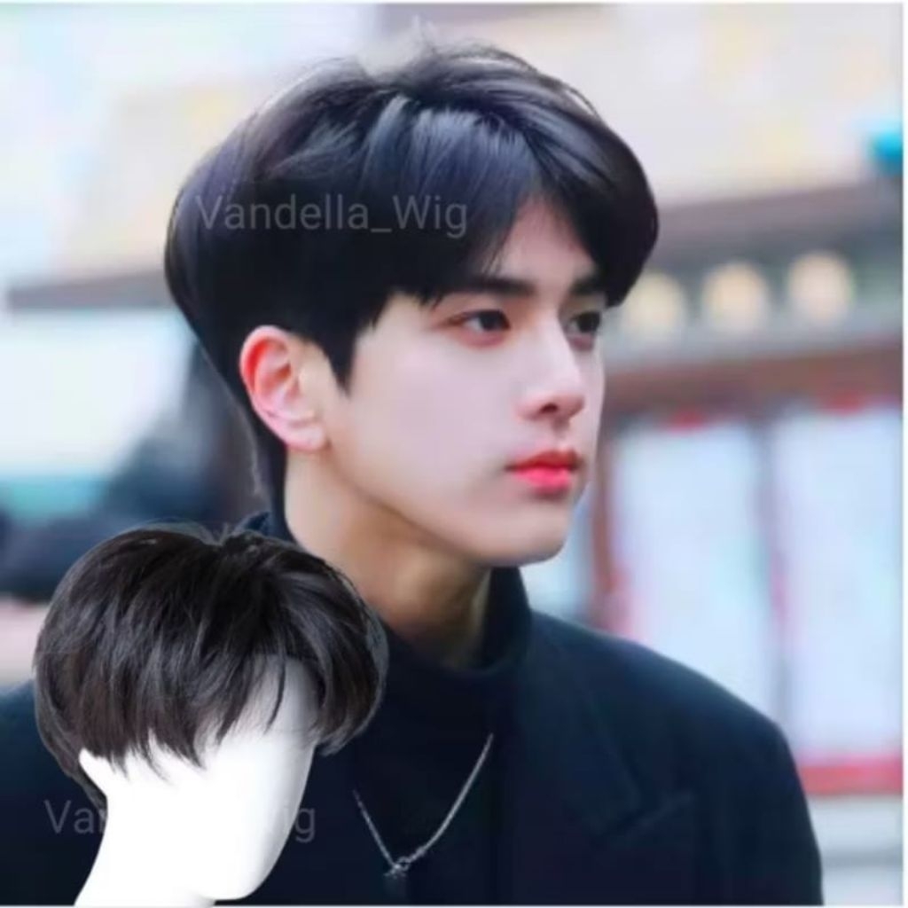 {BISACOD} Wig Cowok Belah Tengah Wig Style Cowok Korea Belah Tengah
