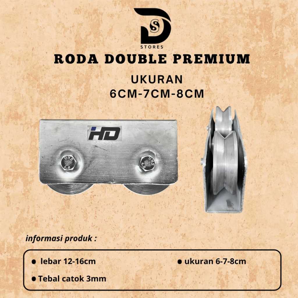 Roda Pagar Besi Super Ganda Dobel // Ukuran 6.cm 7.cm dan 8.cm // Roda Ganda// Roda Besi Dobel