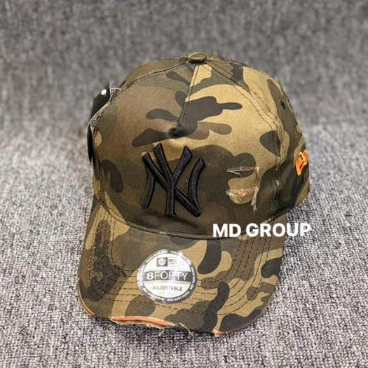 Topi Baseball Import 8FORTY Camouflage Hitam Bordir Logo NY Adjustable High Quality