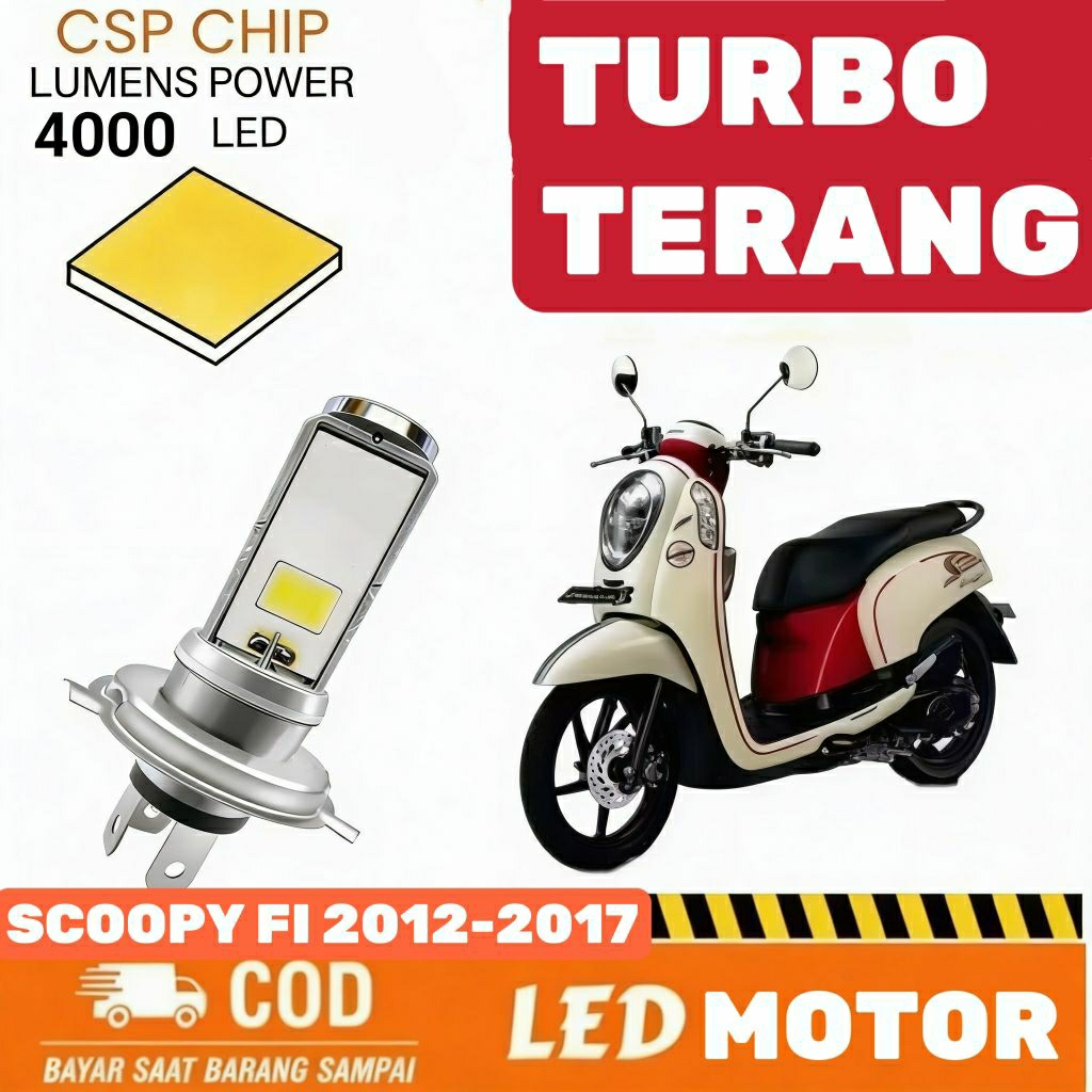 LAMPU DEPAN LED MOTOR SCOOPY FI 2012-2017 ORIGINAL H4