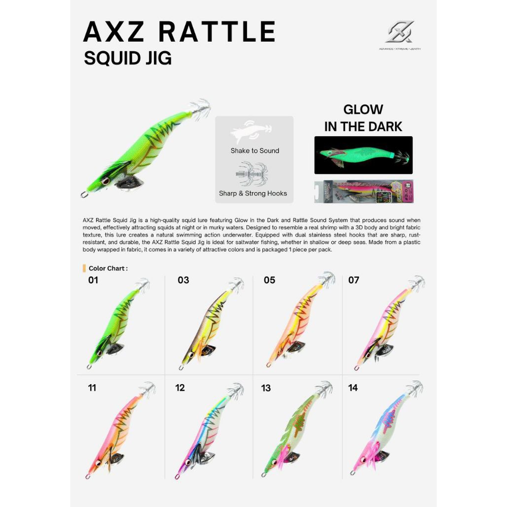 Umpan Cumi AXZ RATTLE SQUID JIG AXZ | Size : 2.2