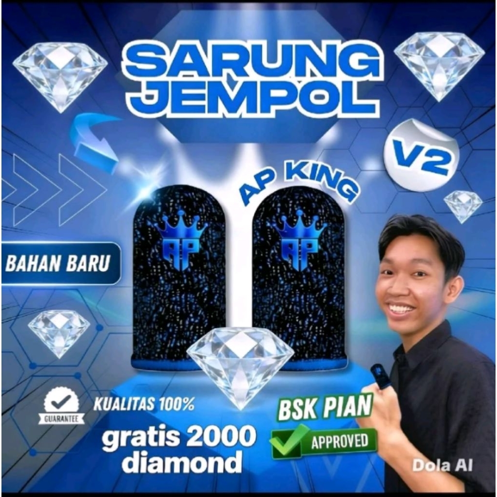 BONUS 2000 DIAMOND SARUNG JEMPOL AP KING ANDRA ST V2 WARNA RANDOM LOGO REFLECTIVE RESPONSIVE + SENSI