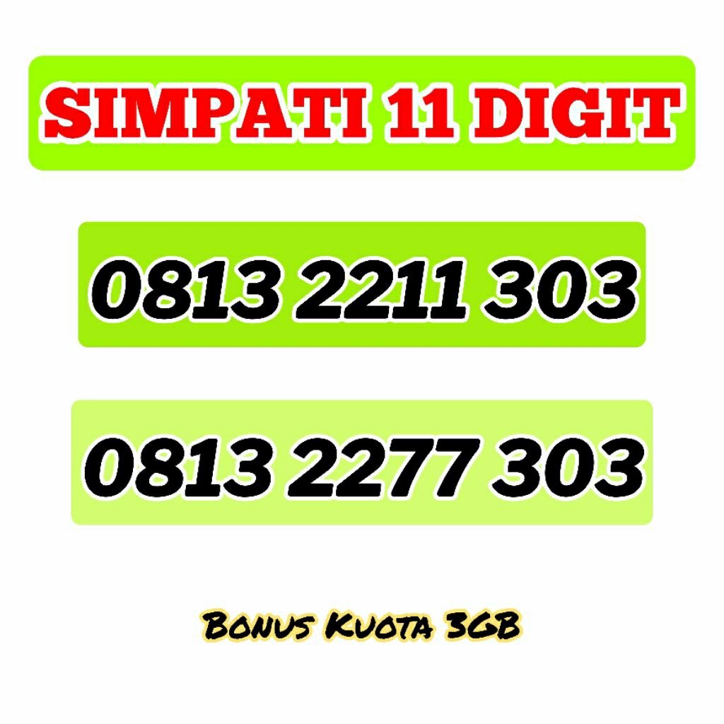 Telkomsel 4G LTE Nomor Cantik Simpati Super Rapi 11 Digit 2211 2277 303 Mudah dihapal