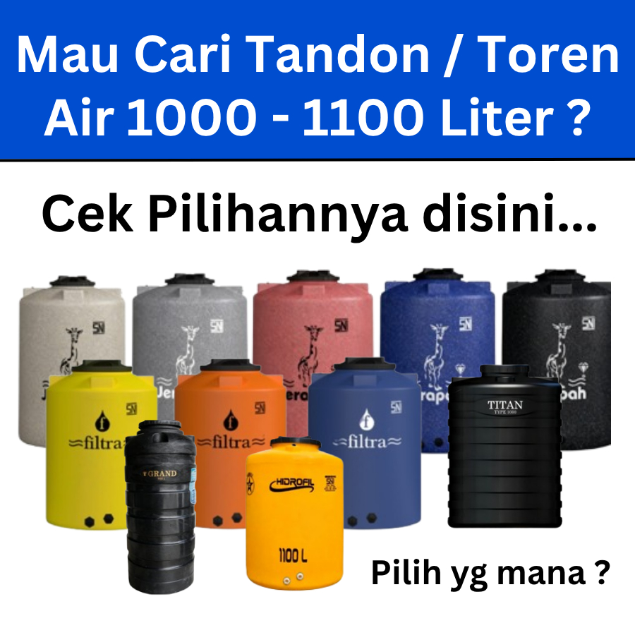 Free Ongkir Seluruh Area Jawa Tandon Tangki Toren Air 1000 - 1100 Liter  Anti Lumut