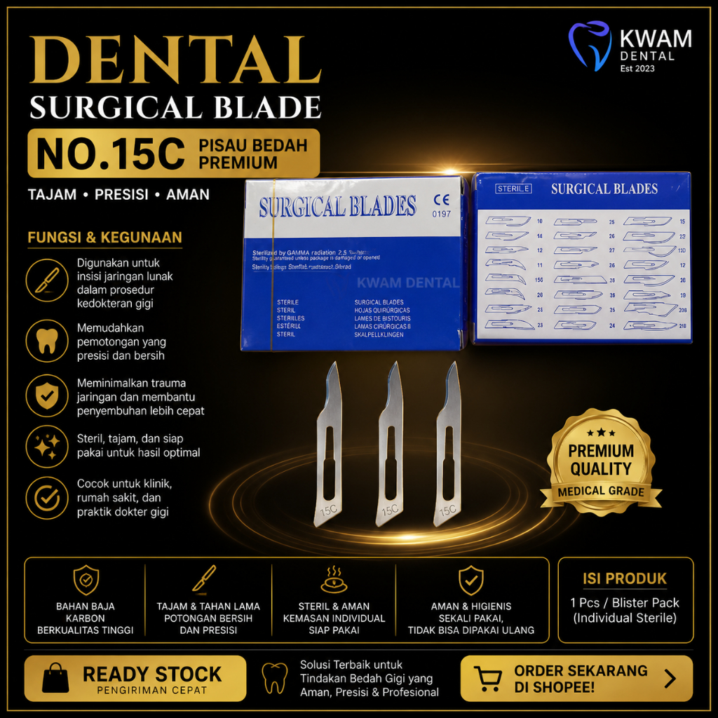 Dental Surgical Blade No.15C/Pisau Bedah No 15C per 1 Pcs