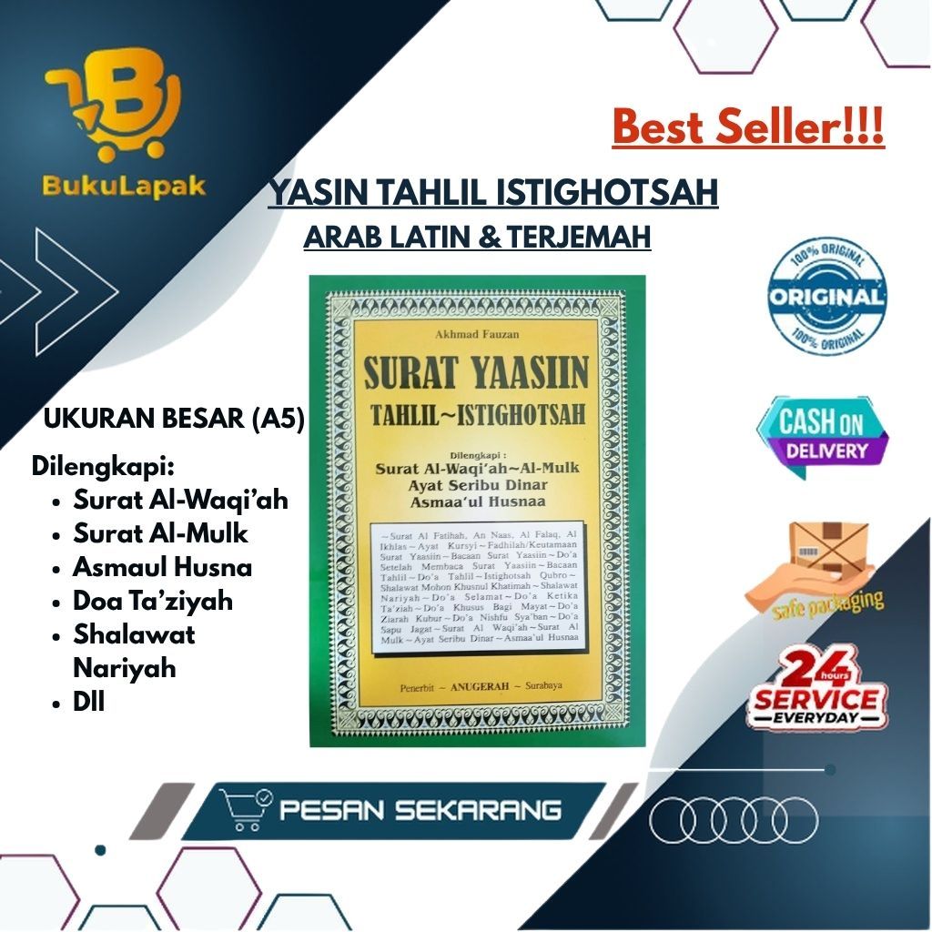 Buku Yasin Tahlil Istighosah Besar (A5) Arab Latin Terjemah Ukuran A5 - Buku Yasin A5 - Buku Tahlil 