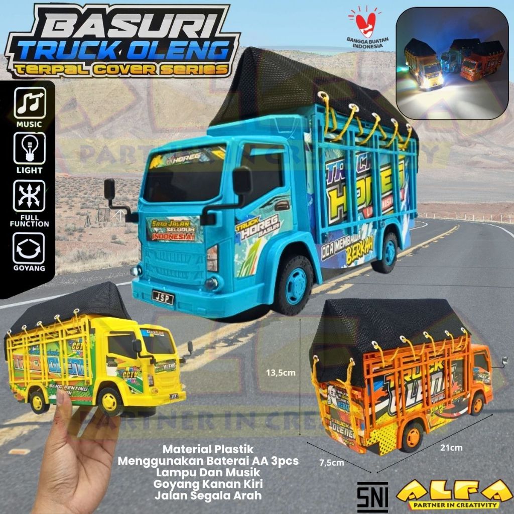 Toko Mainan ALFA JSP T-42 Truck Oleng Basuri Terpal Cover B/O