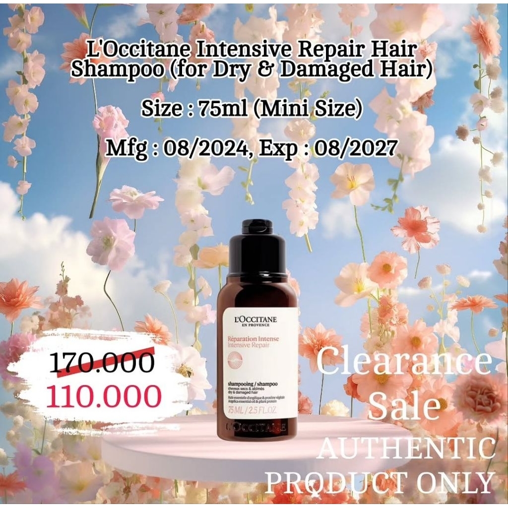 CLEARANCE SALE L'occ*it*ane Intensive Repair Shampoo for Dry Damaged Hair 75ml Mini Travel Size Orig