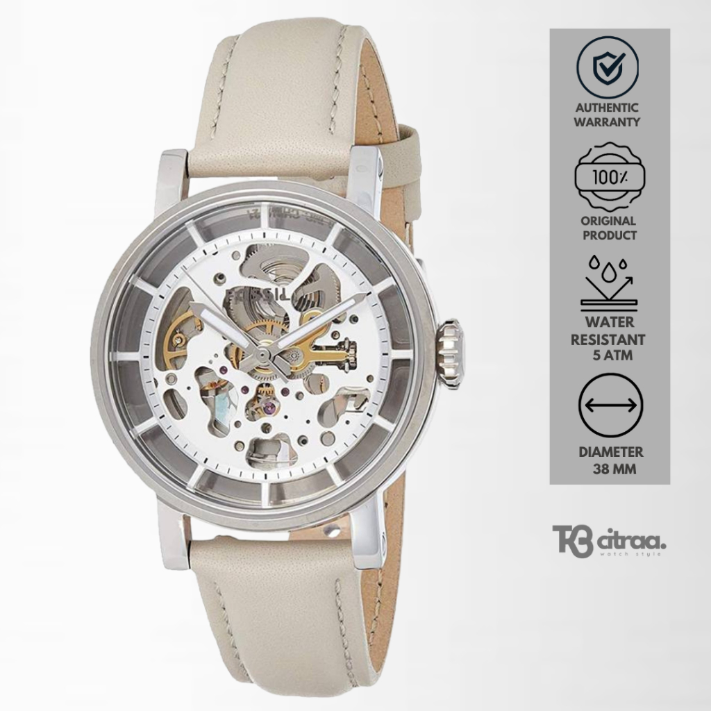 Jam Tangan Fossil Boyfriend Mechanical Automatic Wanita Kulit Casual Mewah Original ME3069