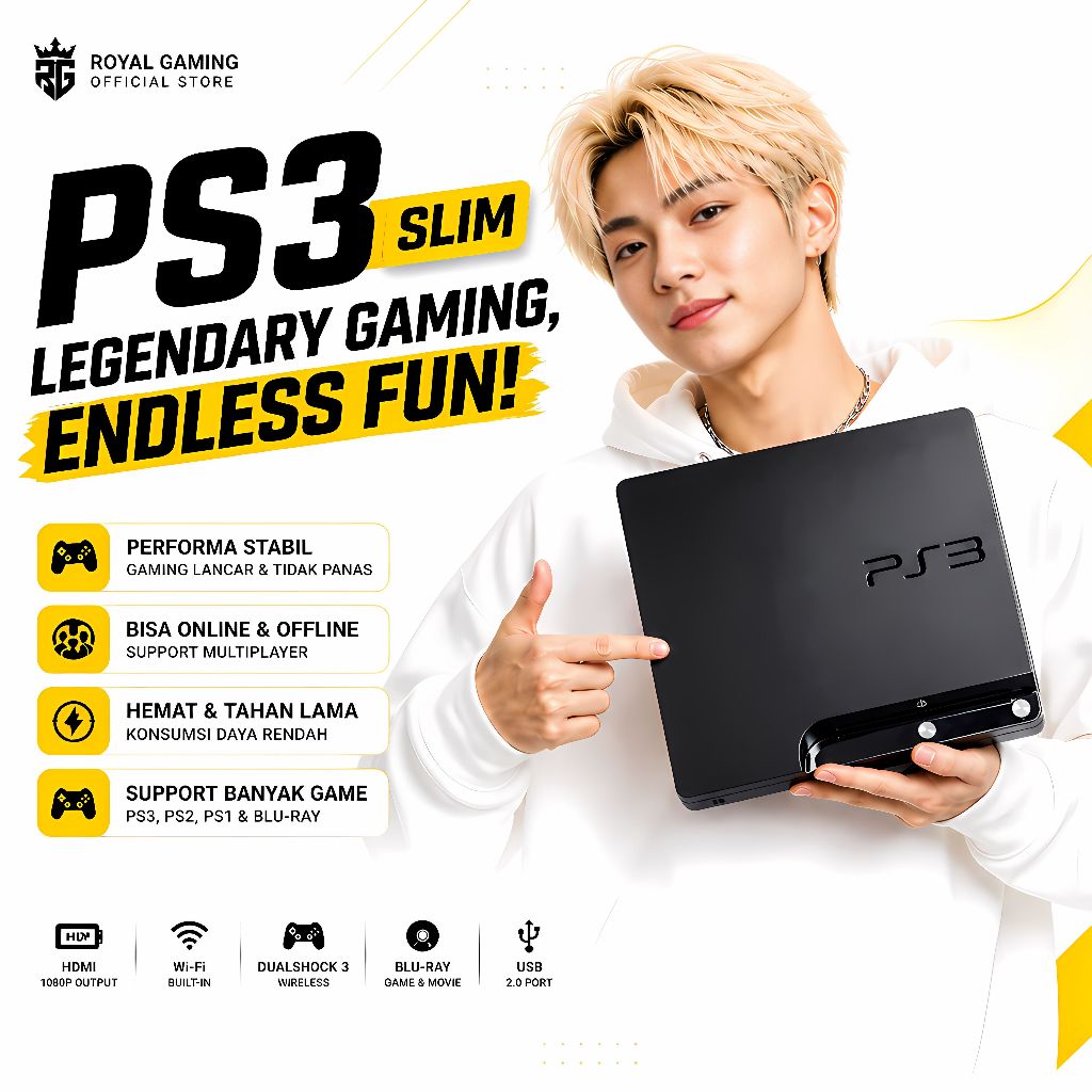 Playstation [ROYALGAMING] 3 Seri 20xx/25xx/30xx Ps3 Type Sony Slim Cfw Cech 250gb/320gb/500gb