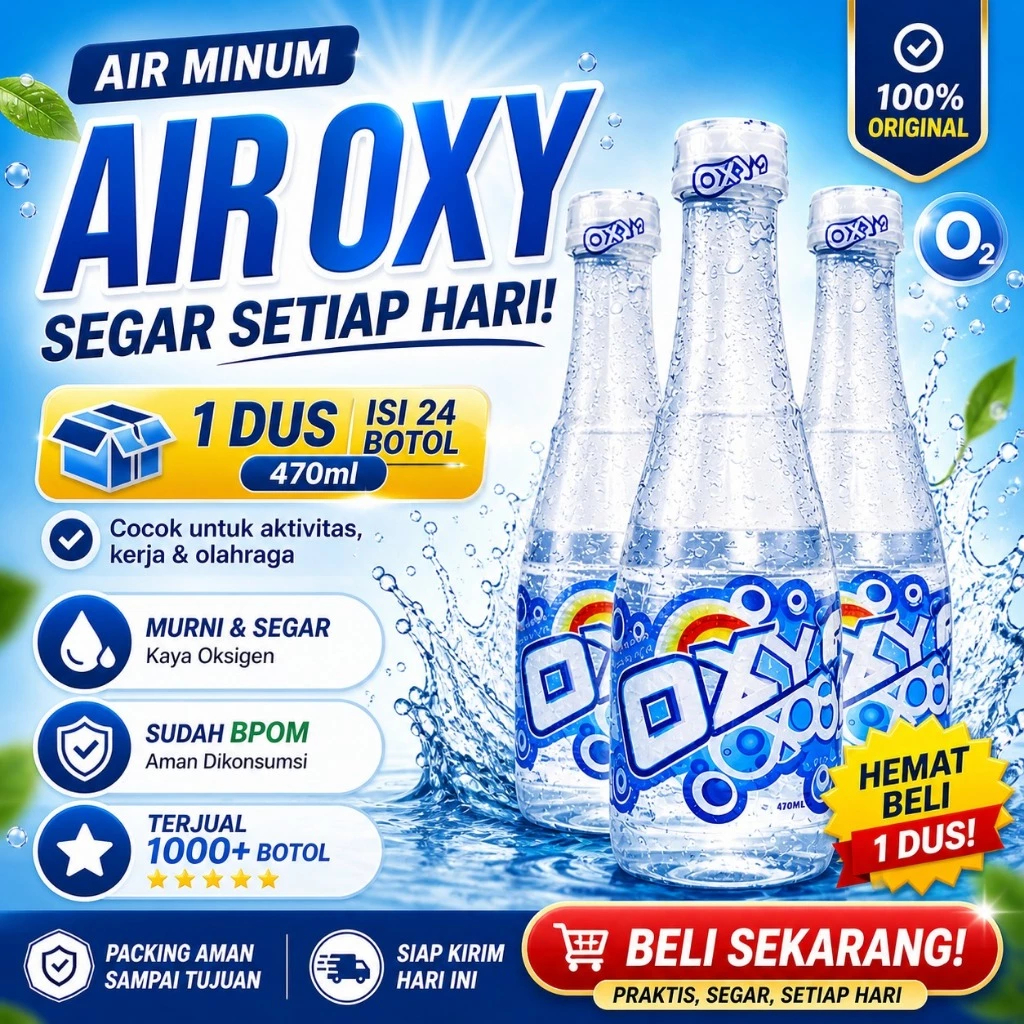 Air Oxy 1 Dus  isi 24 Botol – Air Minum Segar 470ml