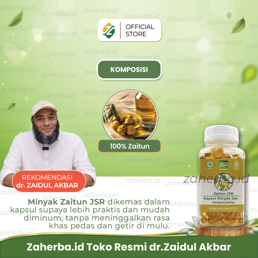 Minyak Zaitun JSR dr Zaidul Akbar - isi 100 kapsul Zaitun Asli Khas JSR / Produk Original