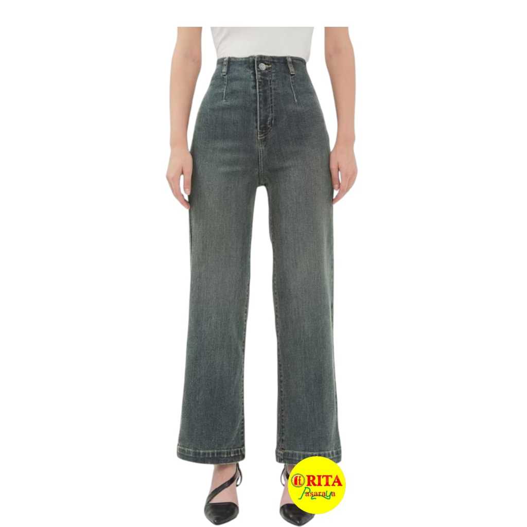 Dust Waistles Wide Leg Jeans Wanita / Celana Jeans Wanita