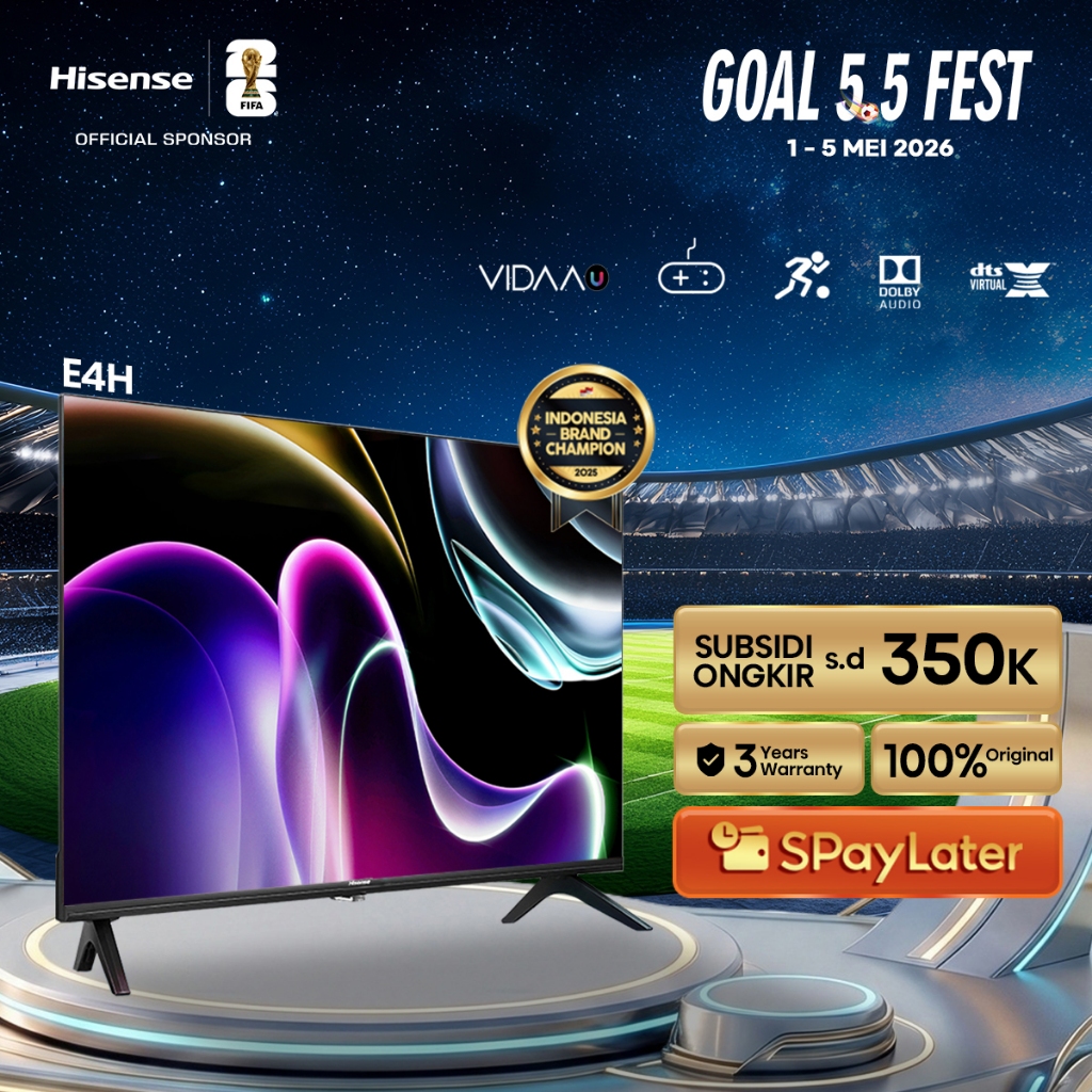 Hisense TV E4H - 32E4H / 40E4H / 43E4H Vidaa Smart Digital TV 32/40/43 inch HD Desain Bazelles DTS V