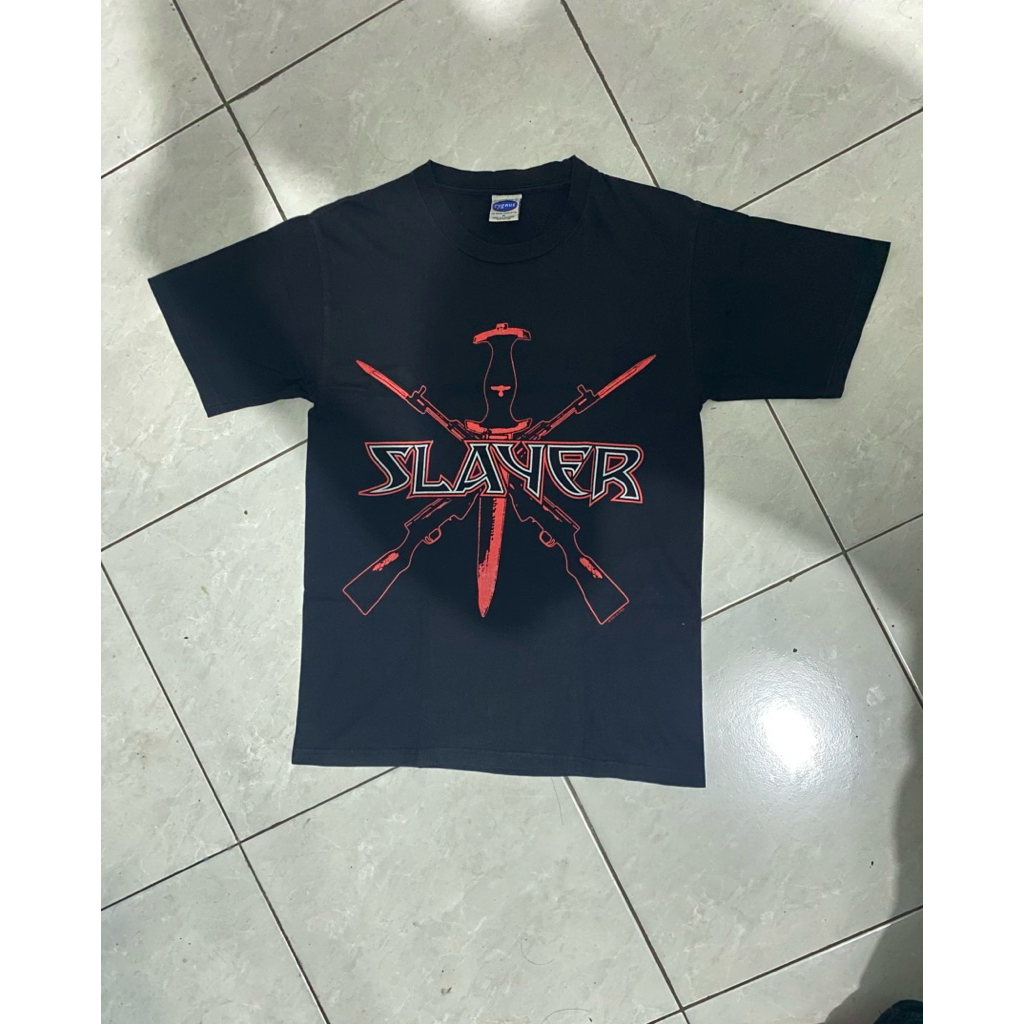 Kaos Slayer Tour 2001 Thrash Metal Band T Shirt