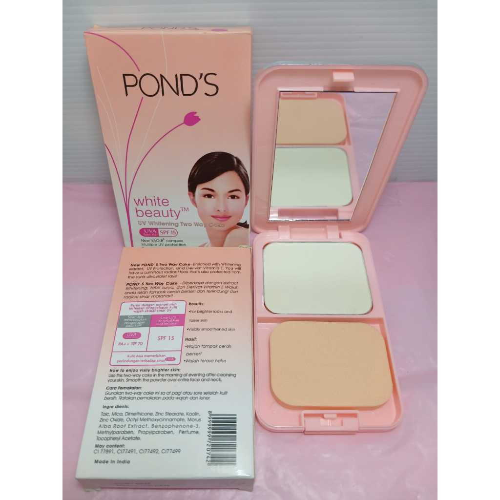 BEDAK PADAT TWO WAY CAKE PON PLUS KACA WHITE BEAUTY