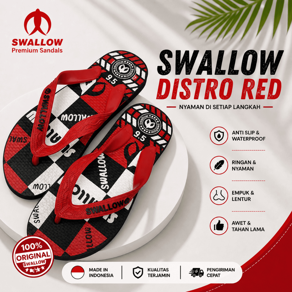 Swallow Distro Sandal Jepit Casual Motif Distro