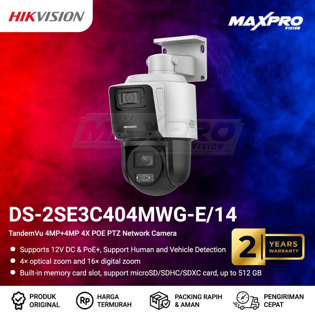 DS-2SE3C404MWG-E/14 - HIKVISION IP TANDEMVU 4MP+4MP POE PTZ CAMERA