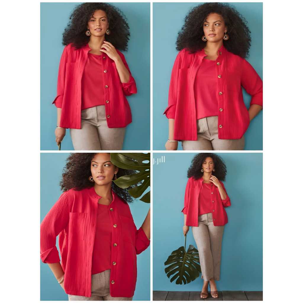 Jacket J.Jill Cotton Gauze Button Front Jacket in Strawberry Jam Jacket