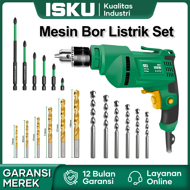 ISKU 700W Mesin Bor Listrik Set Lengkap Tangan Bor Beton Bor Tembok Alat Bor