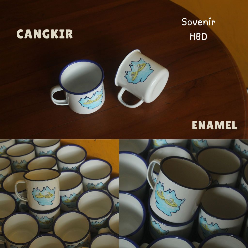 Gelas Mug Cangkir Enamel Seng Jadul 7cm Sablon Custome enamel blirik HAMPERS NATAL