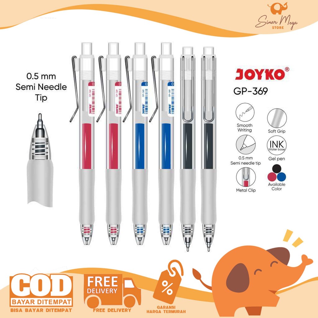 Joyko Gel Pen 0.5mm GP-369 Metaru Gel Pulpen Gel Pen Semi Needle Tip