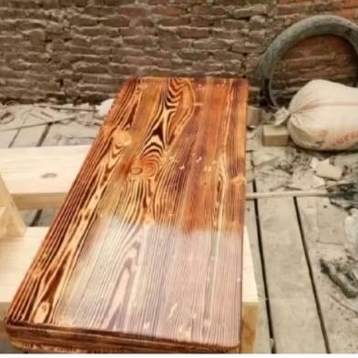 papan kayu jati Belanda motif bakar vernis